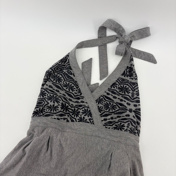 Athleta Dresses & Skirts - Athleta Floral Block Print Halter Dress Size M Gray Black Boho Summer Casual
